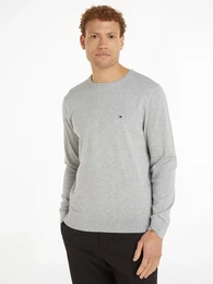 Rundhalspullover ESSENTIAL COTTON CREW NECK , Herren, Gr. XXXL, grau (light grau heather), Strick, Obermaterial: 100% Baumwolle, casual, regular fit, Rundhals, Langarm Rippbndchen, Pullover