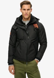 Outdoorjacke HOODED MTN WINDBREAKER JACKET , Herren, Gr. S, schwarz, Web, Obermaterial: 100% Polyester, unifarben, modisch, Langarm, Jacken