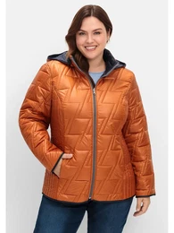 Steppjacke Groe Gren Gr. 50, braun (cognac) Damen Jacken zum Wenden, mit Kapuze und Stehkragen