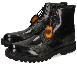 Schnrstiefel Pierce 29 - vegetabil gegerbt Gr. 45, schwarz (schwarz, grn) Herren Schuhe Chunky Boots, Freizeitschuh, Winterstiefel mit Profillaufsohle