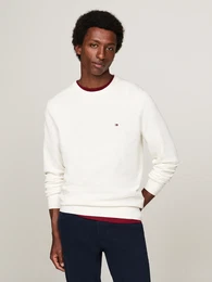 Rundhalspullover ESSENTIAL STRUCTURE CREW NECK Gr. XXL, wei (ivory) Herren Pullover mit feiner Struktur