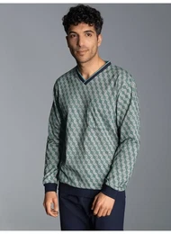 Schlafanzug Pyjama-Oberteil mit Allover-Print Gr. XXL, blau (navy) Herren Homewear-Sets