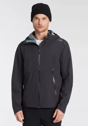 Funktionsjacke MAN JACKET FIX HOOD , Herren, Gr. 58, blau (antracite), Obermaterial: 100% Polyester, unifarben, sportlich, hoch geschlossener Ausschnitt, Langarm, Jacken
