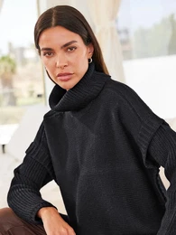 Rollkragenpullover Pullover Gr. 42, schwarz Damen Pullover