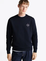 Sweatshirt HILFIGER STACK SWEATSHIRT , Herren, Gr. M, blau (desert sky), Sweatware, Obermaterial: 63% Baumwolle, 37% Polyester, casual, Langarm, Sweatshirts