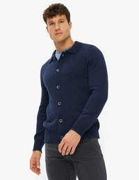 Strickjacke Style JAYDEN , Herren, Gr. XL, blau (dunkelblau), 50% Wolle, 25% Viskose, 25% Polyamid, Strickjacken