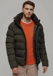 Steppjacke HOODED MICROFIBRE SPORT PUFFER , Herren, Gr. XL, grn (army khaki), Web, Obermaterial: 100% Polyester, unifarben, modisch, relaxed fit, Langarm, Jacken