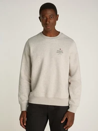Sweatshirt HILFIGER STACK SWEATSHIRT , Herren, Gr. L, beige (heatherot pebble), Sweatware, Obermaterial: 63% Baumwolle, 37% Polyester, casual, Langarm, Sweatshirts