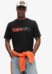 Rundhalsshirt CORE LOGO FADE LOOSE TEE , Herren, Gr. L, schwarz, Single Jersey, Obermaterial: 100% Baumwolle, bedruckt, modisch, loose fit, Rundhals, Kurzarm, Shirts