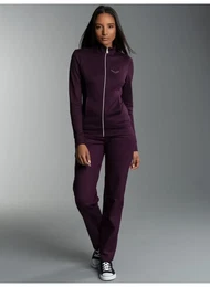 Jogginganzug Freizeitanzug mit Kristallsteinen Gr. L, lila (aubergine) Damen Sportanzge