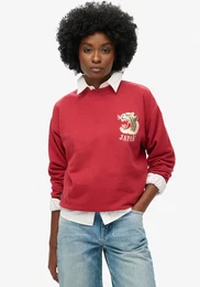 Sweatshirt SUIKA EMBROIDERED LOOSE SWEAT Gr. M, rot (red dahlia) Damen Sweatshirts