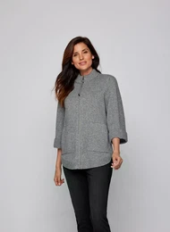 Strickjacke Elegante mit Stehkragen und gerippten Bndchen Gr. 40, grau Damen Strickjacken