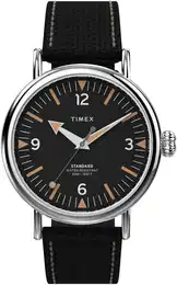 Quarzuhr WATERBURY STANDARD Armbanduhren schwarz Herren Armbanduhr, Herrenuhr, Leuchtzeiger, Mineralglas, analog