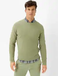 Rundhalspullover Style RICK , Herren, Gr. XXL (56), grn, 83% Baumwolle, 17% Polyamid, Langarm, Pullover