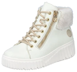 Winterboots Gr. 42, wei Damen Schuhe Schnrboots, Stiefelette, Keilabsatz, Plateau, mit Warmfutter