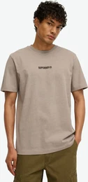 Rundhalsshirt MICRO LOGO GRAPHIC LOOSE TEE , Herren, Gr. XXXL, beige (deep beige slub), Single Jersey, Obermaterial: 100% Baumwolle, bedruckt, modisch, loose fit, Rundhals, Kurzarm, Shirts