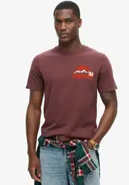 Rundhalsshirt GREAT OUTDOOR CHEST GRAPHC TEE , Herren, Gr. XL, braun (rum raisin braun), Single Jersey, Obermaterial: 100% Baumwolle, bedruckt, modisch, relaxed fit, Rundhals, Kurzarm, Shirts