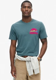 Rundhalsshirt GREAT OUTDOOR CHEST GRAPHC TEE , Herren, Gr. XL, blau (stargazer blau), Single Jersey, Obermaterial: 100% Baumwolle, bedruckt, modisch, relaxed fit, Rundhals, Kurzarm, Shirts