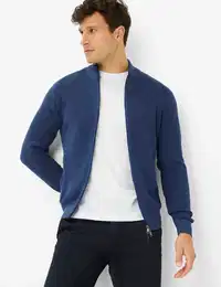 Strickjacke Style JOHN , Herren, Gr. XXL, blau (jeansblau), 44% Baumwolle, 29% Polyacryl, 27% Wolle, Strickjacken