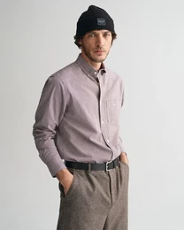 Langarmhemd REG POPLIN MICRO GINGHAM SHIRT , Herren, Gr. 4XL, N-Gr, rot (plumped rot), Web, Obermaterial: 100% Baumwolle, casual, Langarm, Hemden, Regular Fit Popeline Hemd mit Vichy-Minikaro