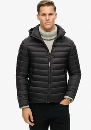 Steppjacke HOODED FUJI SPORT PADDED JKT , Herren, Gr. XXXL, schwarz, Web, Obermaterial: 100% Polyester, unifarben, modisch, slim fit, Langarm gerader Abschluss, Jacken