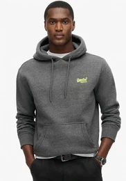 Kapuzensweatshirt Essential Logo Hoodie , Herren, Gr. S, grau (carbon grau marl), angeraute Sweatware, Obermaterial: 60% Baumwolle, 40% Polyester, meliert, casual, slim fit, Rundhals, Langarm, Sweatshirts