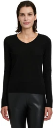 Strickpullover Kaschmir-Pullover mit V-Ausschnitt Gr. 40, schwarz Damen Pullover Strick