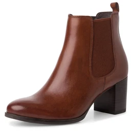 Chelseaboots Gr. 40, braun (dunkelbraun) Damen Schuhe Blockabsatz, Herbstmode, Stiefelette mit Stretcheinsatz