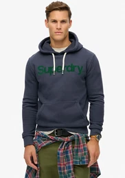 Kapuzensweatshirt CLASSIC CORE LOGO HOODIE , Herren, Gr. L, blau (truest navy), Sweatware, Obermaterial: 80% Baumwolle, 20% Polyester, bedruckt, modisch, relaxed fit, Rundhals, Langarm Rippbndchen, Sweatshirts