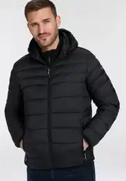 Steppjacke MAN JACKET FIX HOOD , Herren, Gr. 50, schwarz (nero), Obermaterial: 100% Polyamid. Futter: 100% Polyamid. Wattierung: 100% Polyester, sportlich, Jacken