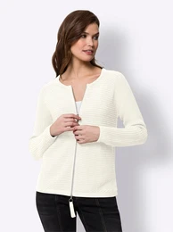 Strickjacke Gr. 50, beige (ecru) Damen Strickjacken