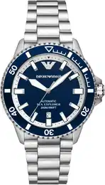 Automatikuhr , silber (silberfarben, blau), Armbanduhren, Herren, Armbanduhr, Herrenuhr, Mechanische Uhr, Edelstahlarmband, analog, Tag