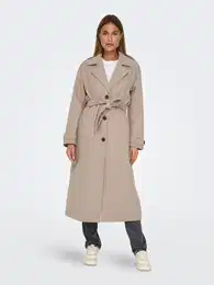 Langmantel ONLNALINA X-LONG WOOL TRENCHCOAT OTW Gr. XS (34), braun (mocha meringue detail:melange) Damen Mntel mit Wolle
