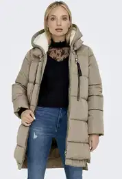 Steppmantel ONLNEWNORA LONG PUFFER COAT LIFE CC OTW Gr. M (38), beige (crockery) Damen Mntel