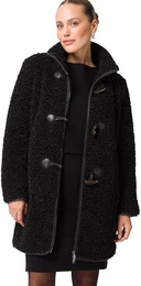 Fellimitatmantel Teddyfellmantel mit Knebelknpfen Gr. 34, schwarz (black beauty) Damen Mntel