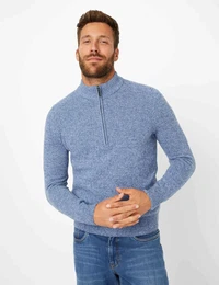 Strickpullover Style STEFFEN , Herren, Gr. XXXL (58/60), blau (stahlblau), 80% Wolle, 20% Polyamid, Langarm, Pullover