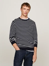 Rundhalspullover ESSENTIAL COTTON CREW NECK , Herren, Gr. M, grau (desert sky, ivory), Strick, Obermaterial: 100% Baumwolle, casual, regular fit, Rundhals, Langarm Rippbndchen, Pullover
