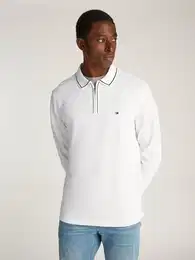 Langarm-Poloshirt LS ZIP RWB DETAIL REG POLO , Herren, Gr. XXL, wei, Piquu00e9, Obermaterial: 96% Baumwolle, 4% Elasthan, casual, regular fit, Langarm, Shirts