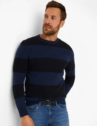 Rundhalspullover Style RICK , Herren, Gr. XXL (56), blau (dunkelblau), 80% Wolle, 20% Polyamid, Langarm, Pullover