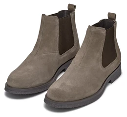 Chelseaboots UOMO CLAUDIO A , Herren, Gr. 42, grau (hellgrau), Veloursleder, Elastischer Einsatz, elegant, Schuhe, Business Schuh, Festtagsschuh mit Nachhaltigkeitssiegel LWG