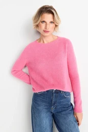 Rundhalspullover Gr. XL, pink Damen Pullover in flauschiger Qualitt