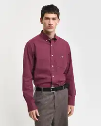 Langarmhemd REG MICRO PRINT SHIRT , Herren, Gr. 4XL, N-Gr, rot (wine rot), Web, Obermaterial: 100% Baumwolle, casual, Langarm 2-Knopf-Manschette, Hemden, mit einem dezenten, durchgehenden Mikro-Print