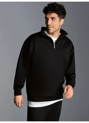 Trigema Sweatshirt Troyer schwarz