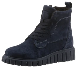 Schnrboots Gr. 41, blau (navy) Damen Schuhe Keilabsatz, Schnrstiefelette mit zustzlichem Innenreiverschluss