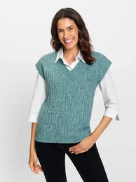 Pullunder INSPIRATIONEN Pullunder Gr. 36, blau (ozean, meliert) Damen Pullover Grobstrickpullover