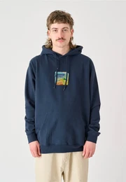 Kapuzensweatshirt Boxy Hooded Durst , Herren, Gr. S, blau (dunkelblau), 100% Baumwolle, bedruckt, casual, normal, ohne Ausschnitt, Langarm, Sweatshirts, im lockeren Schnitt