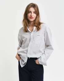 Langarmhemd REG POPLIN STRIPE , Herren, Gr. XL, N-Gr, wei, Jersey, Obermaterial: 100% Baumwolle, casual, regular fit, Langarm, Hemden