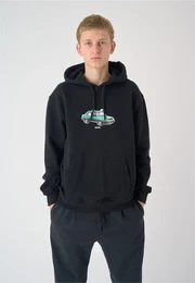 Kapuzensweatshirt Carsharing , Herren, Gr. M, schwarz, 100% Baumwolle, bedruckt, casual, normal, ohne Ausschnitt, Langarm, Sweatshirts, im lockeren Schnitt