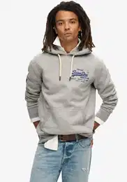 Kapuzensweatshirt CLASSIC VL GRAPHIC HOODIE , Herren, Gr. M, grau (athletic grau marl), angeraute Sweatware, Obermaterial: 55% Baumwolle, 45% Polyester, meliert, bedruckt, modisch, relaxed fit, Rundhals, Langarm Rippbndchen, Sweatshirts