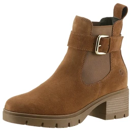 Chelseaboots Gr. 36, braun (cognac) Damen Schuhe Blockabsatz, Businessmode, Stiefelette mit Zierschnalle